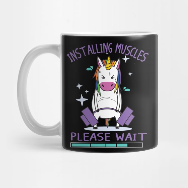 Installing Muscles Please Wait Shirt - Funny Unicorn Fitness Tank Top by Kaileymahoney